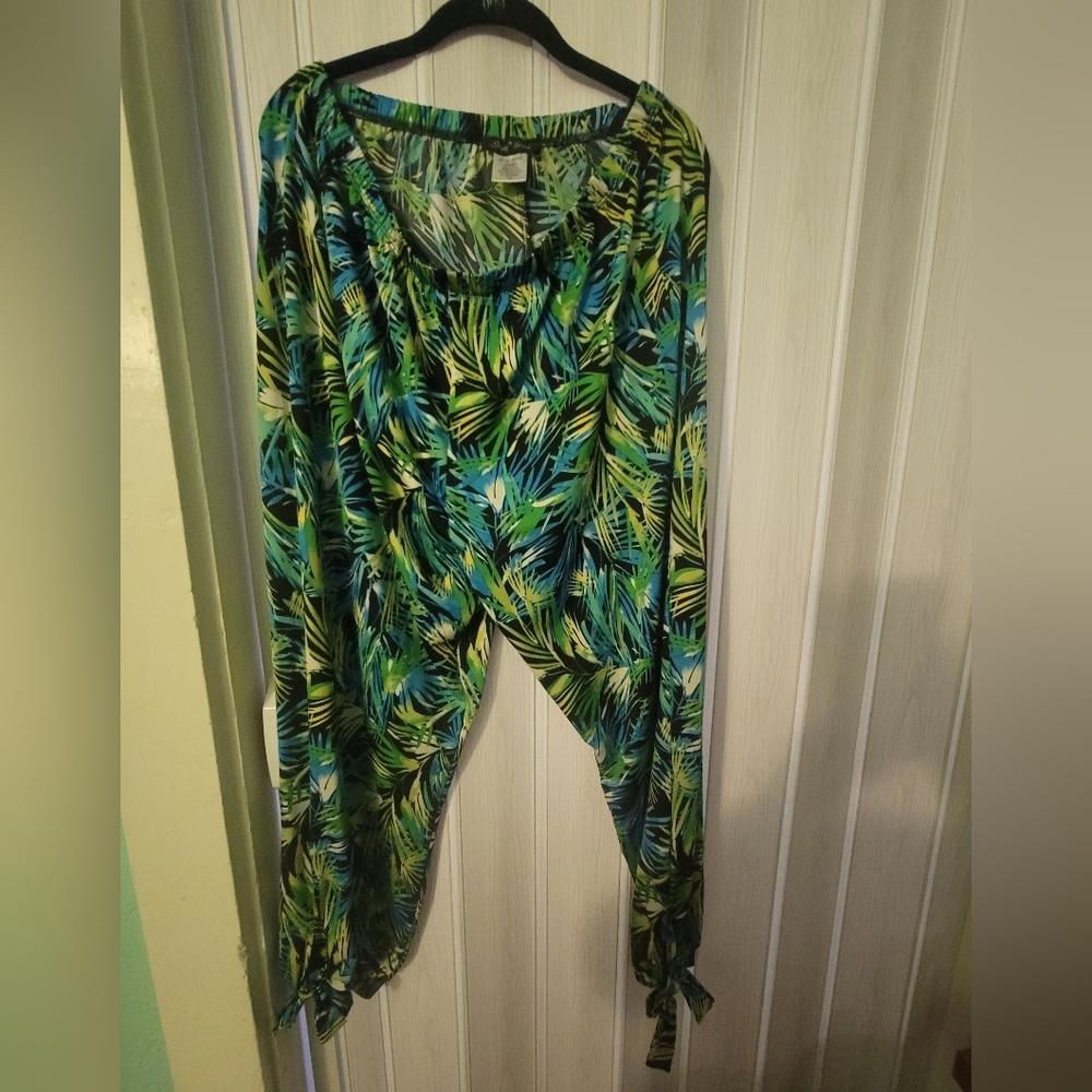 Slinky Tropical Harem Pull-On Pants SZ 1x